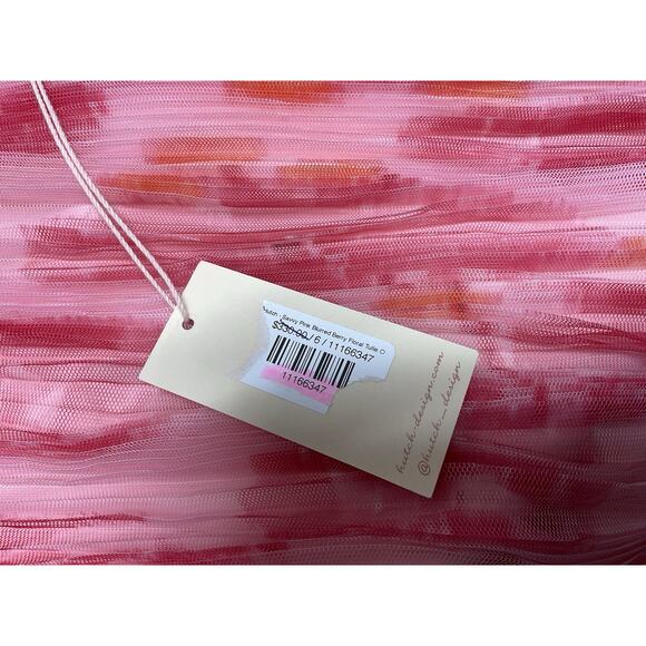 Hutch - Savvy Pink Blurred Berry Floral Tulle One Shoulder Dress Size 6 NWT - Picture 7 of 14